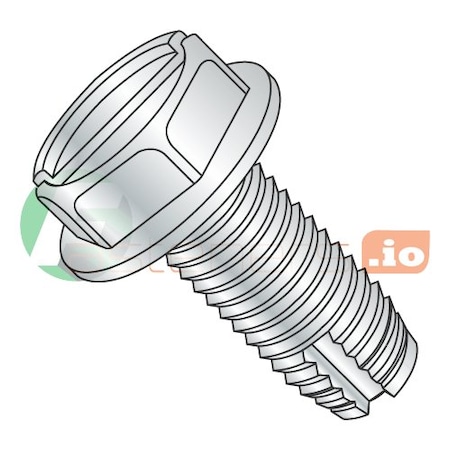 Thread Cutting Screw, #8-32 X 1 In, Zinc Plated Steel Hex Head Slotted Drive, 5000 PK